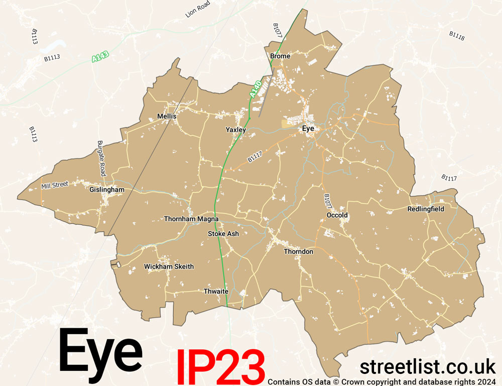 Map of the IP23 postcode