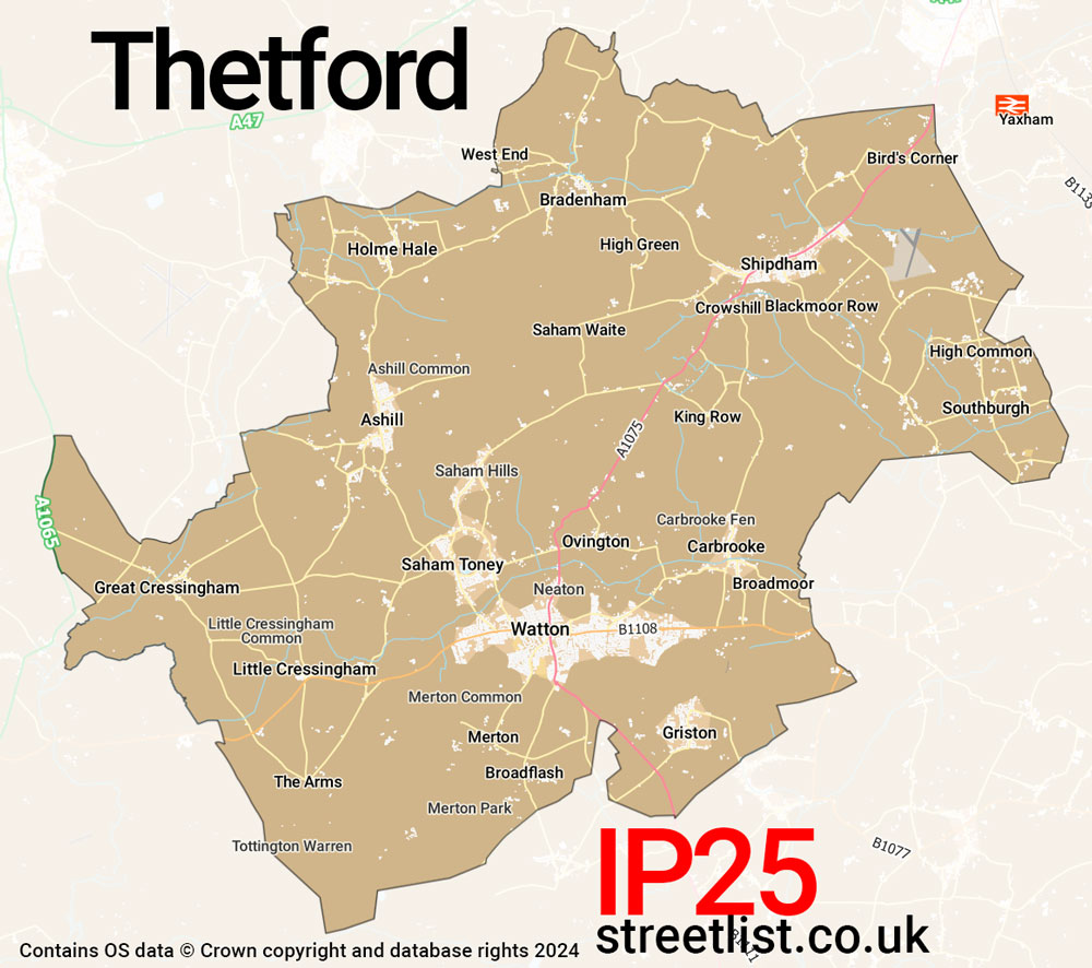 Map of the IP25 postcode