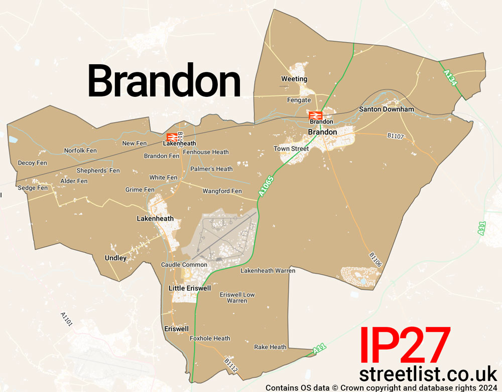 Map of the IP27 postcode