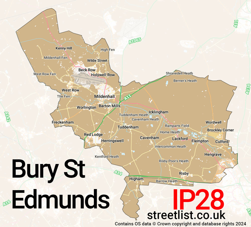 Map of the IP28 postcode