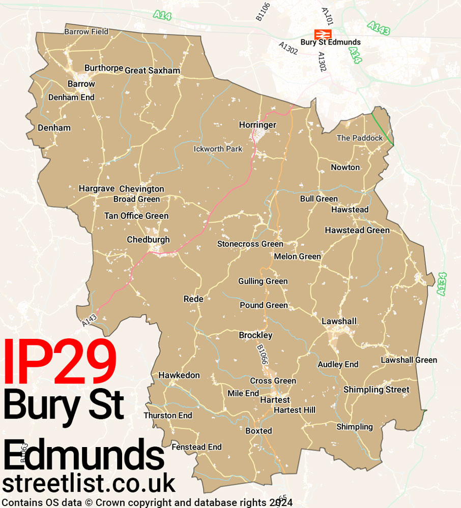 Map of the IP29 postcode