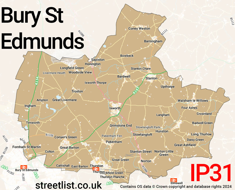 Map of the IP31 postcode