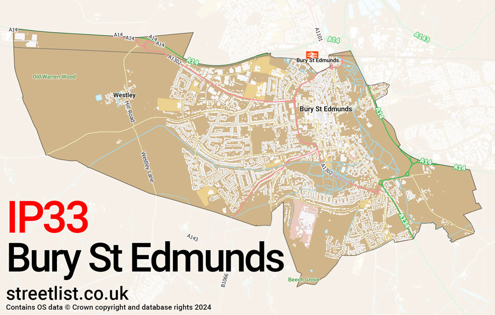 Map of the IP33 postcode