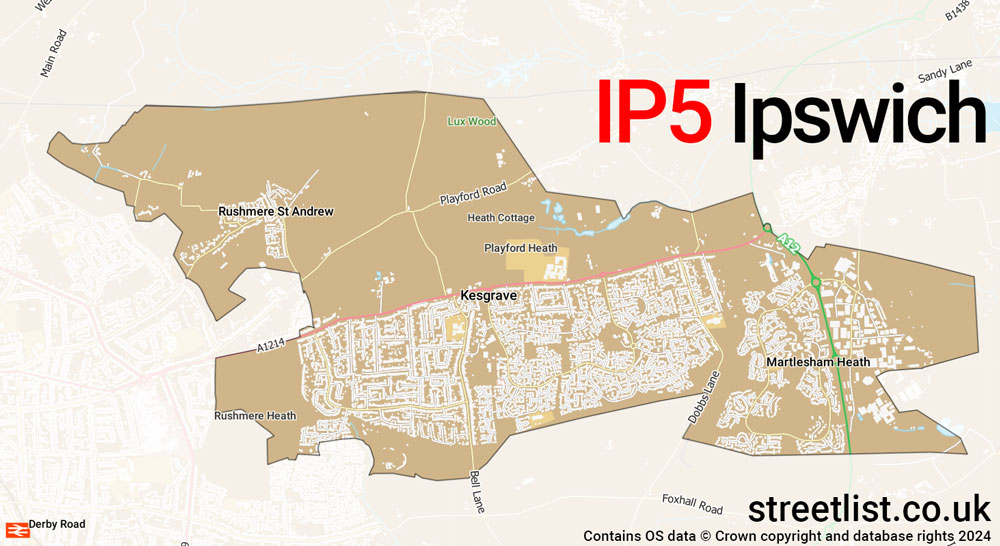 Map of the IP5 postcode