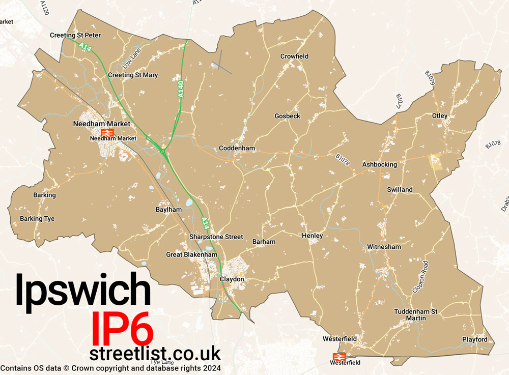 Map of the IP6 postcode