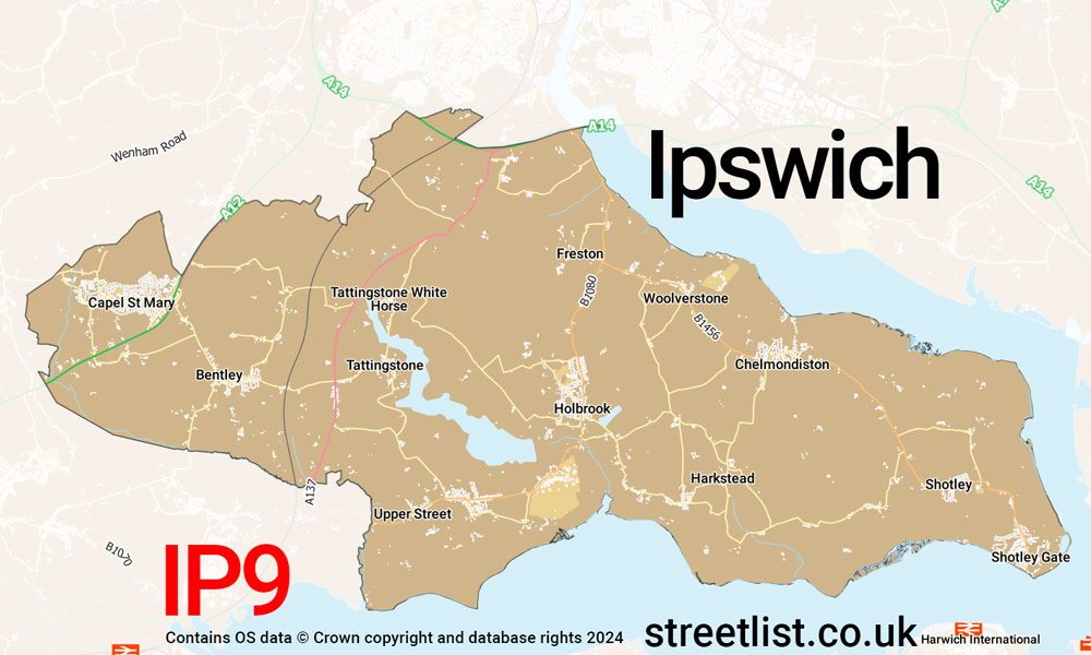 Map of the IP9 postcode