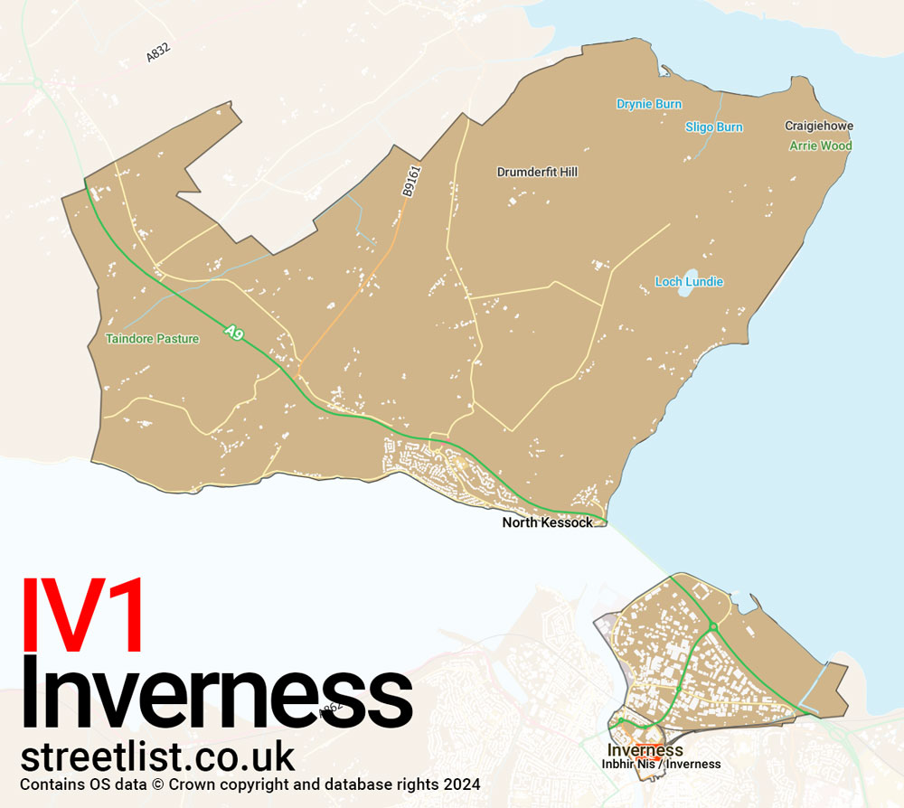 Map of the IV1 postcode