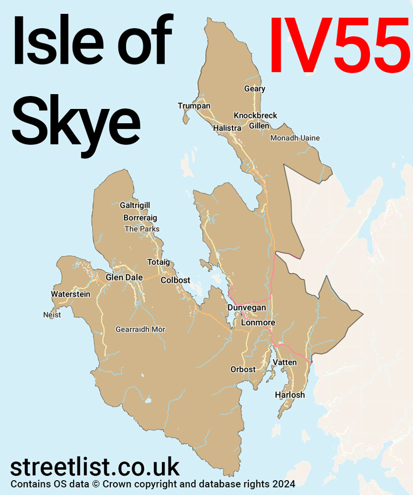 Map of the IV55 postcode