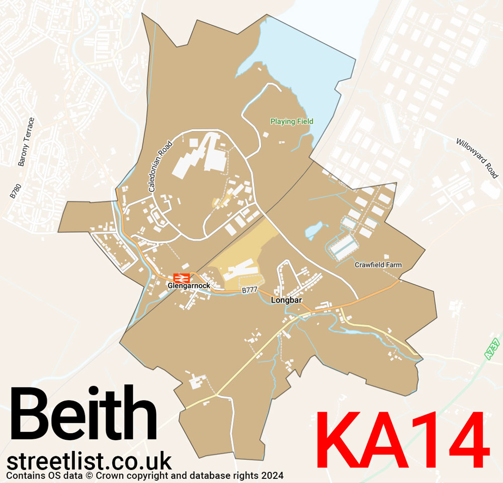 Map of the KA14 postcode