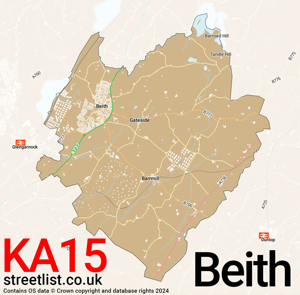 Map of the KA15 postcode