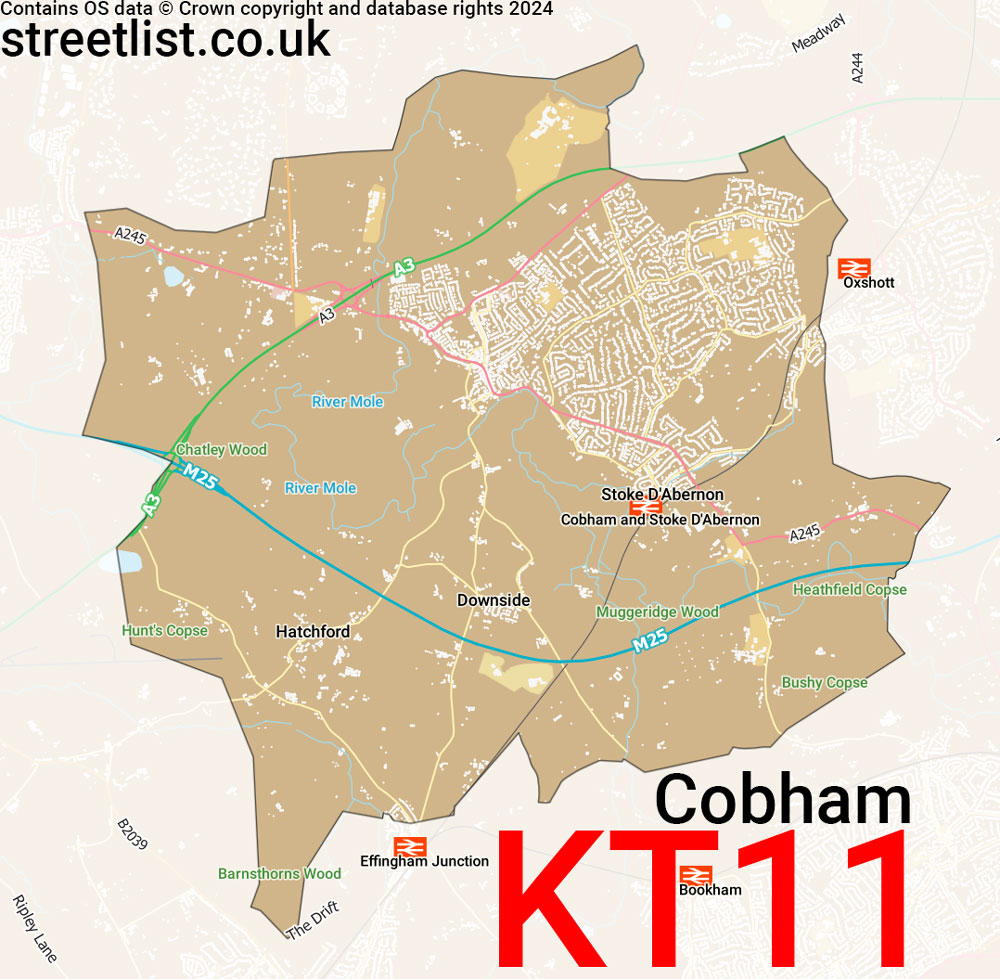 Map of the KT11 postcode