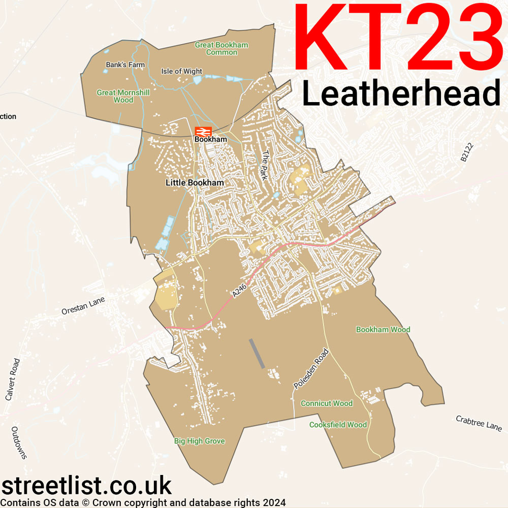 Map of the KT23 postcode