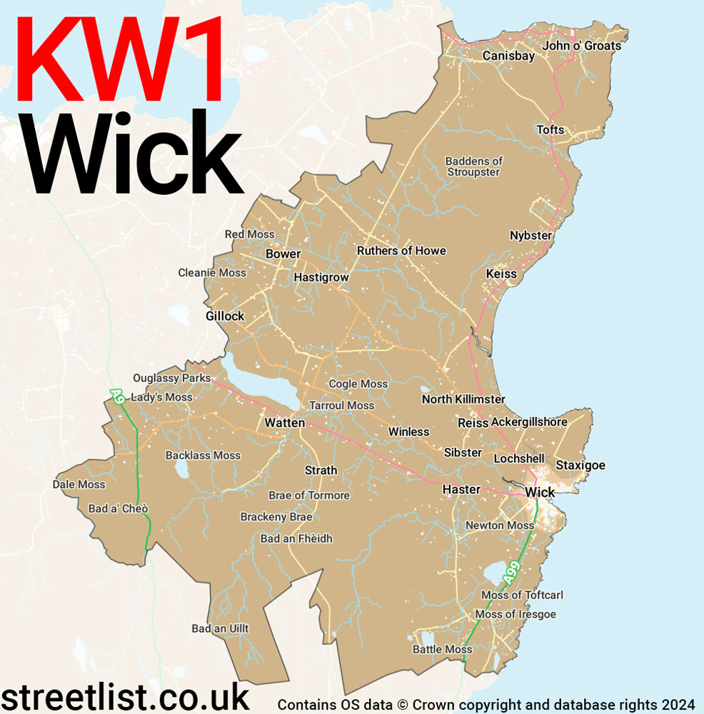 Map of the KW1 postcode