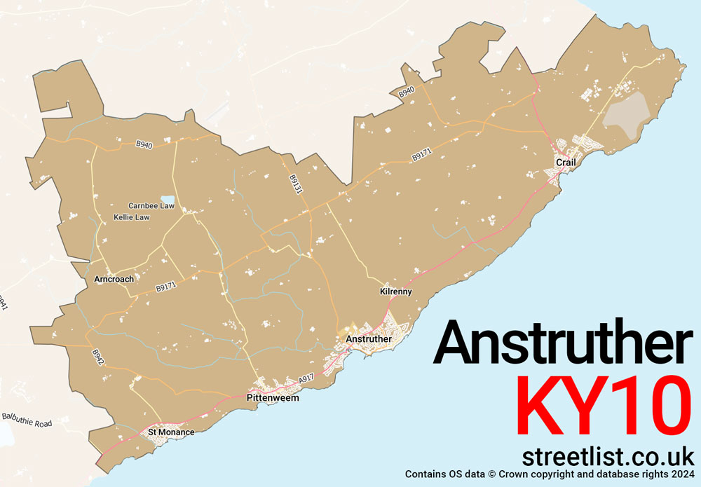 Map of the KY10 postcode