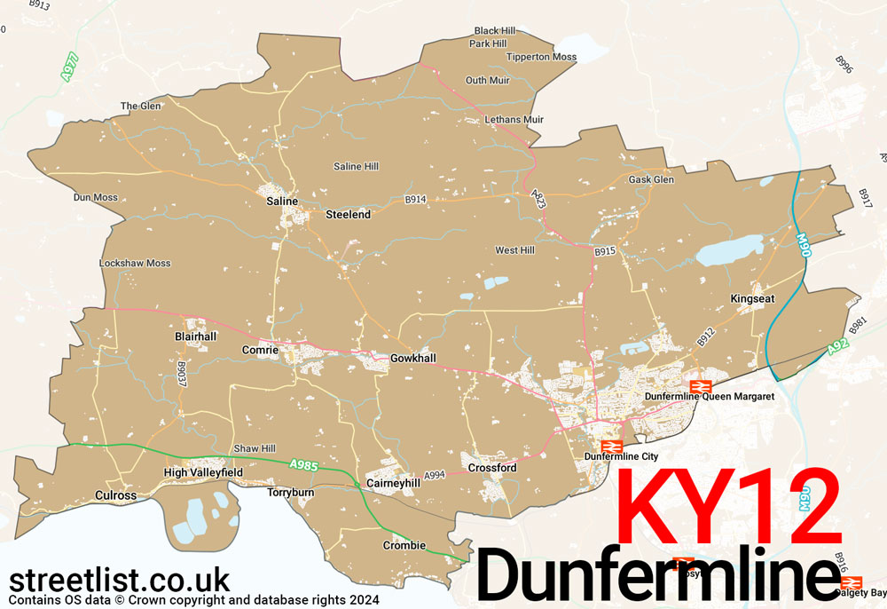 Map of the KY12 postcode