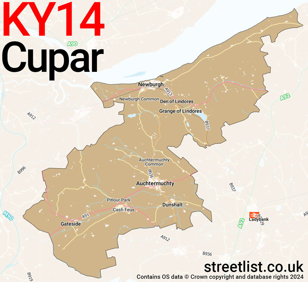 Map of the KY14 postcode