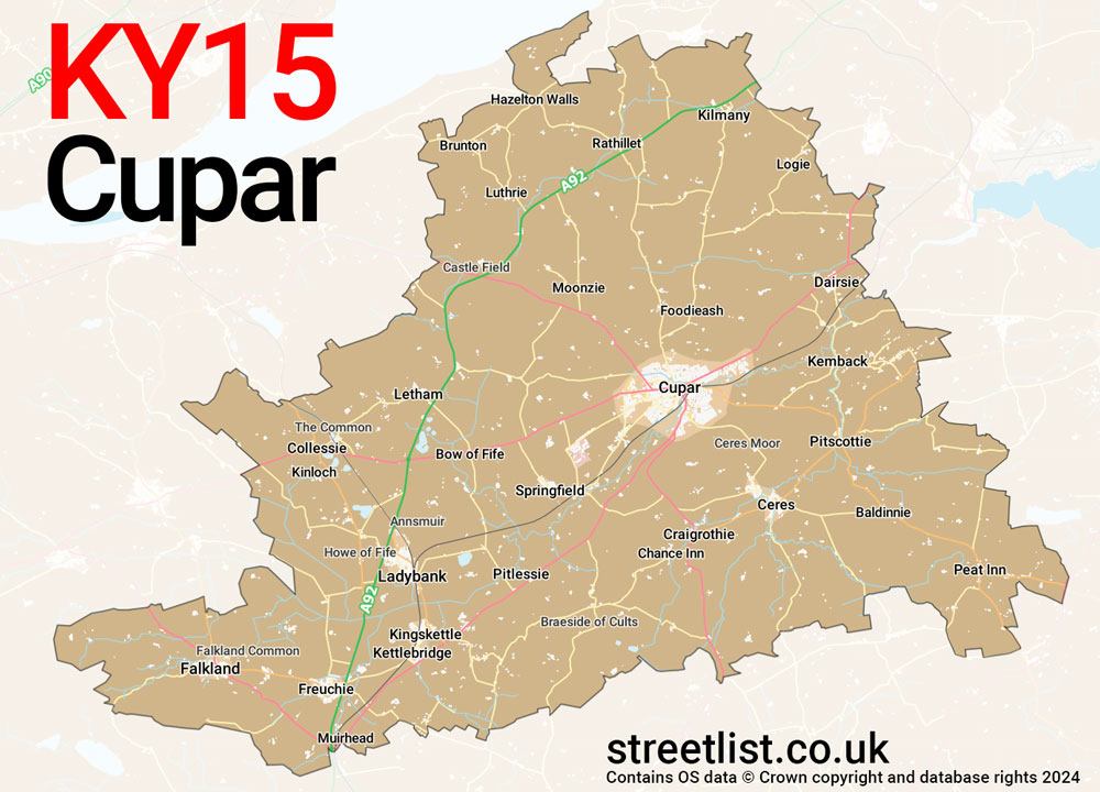 Map of the KY15 postcode