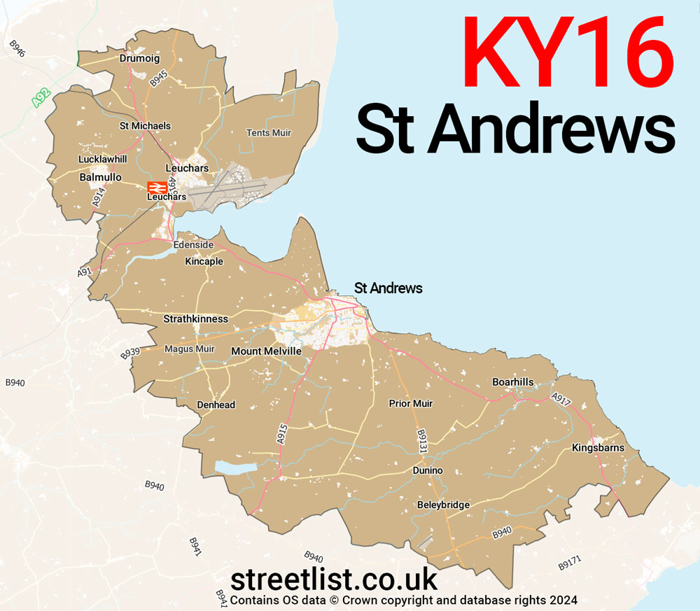 Map of the KY16 postcode