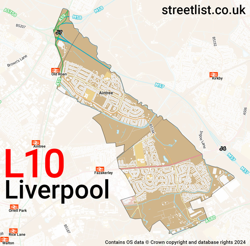 Map of the L10 postcode