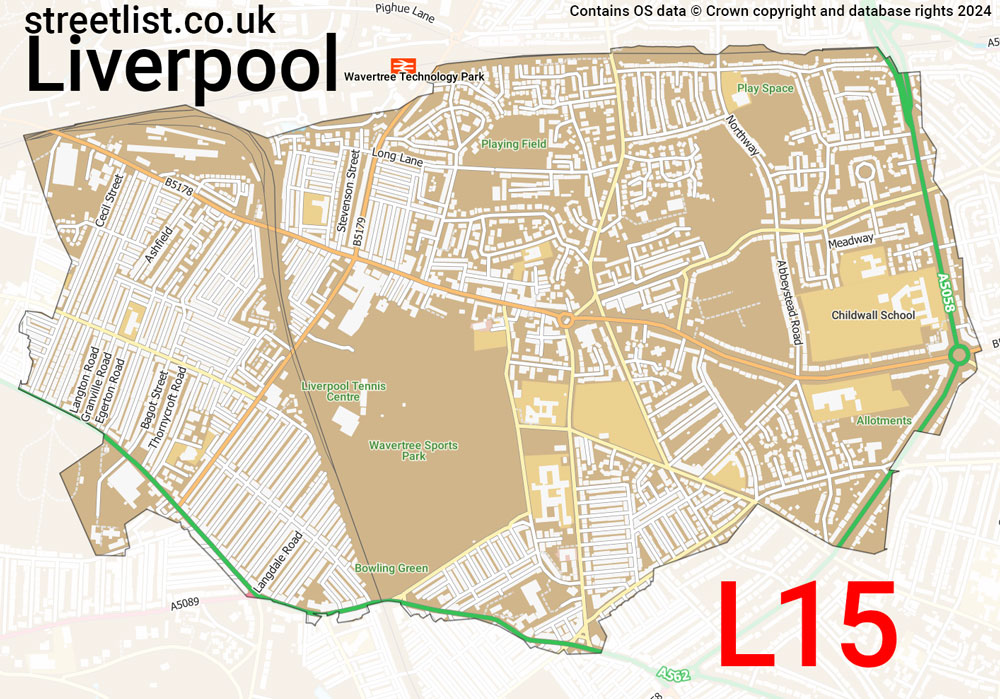 Map of the L15 postcode