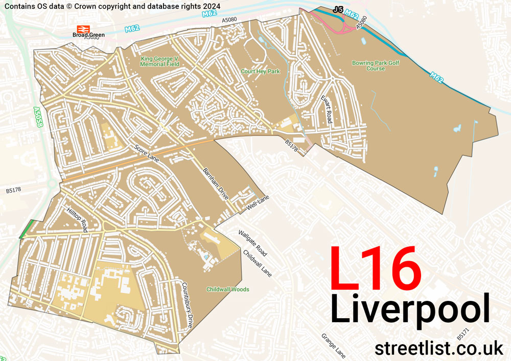 Map of the L16 postcode