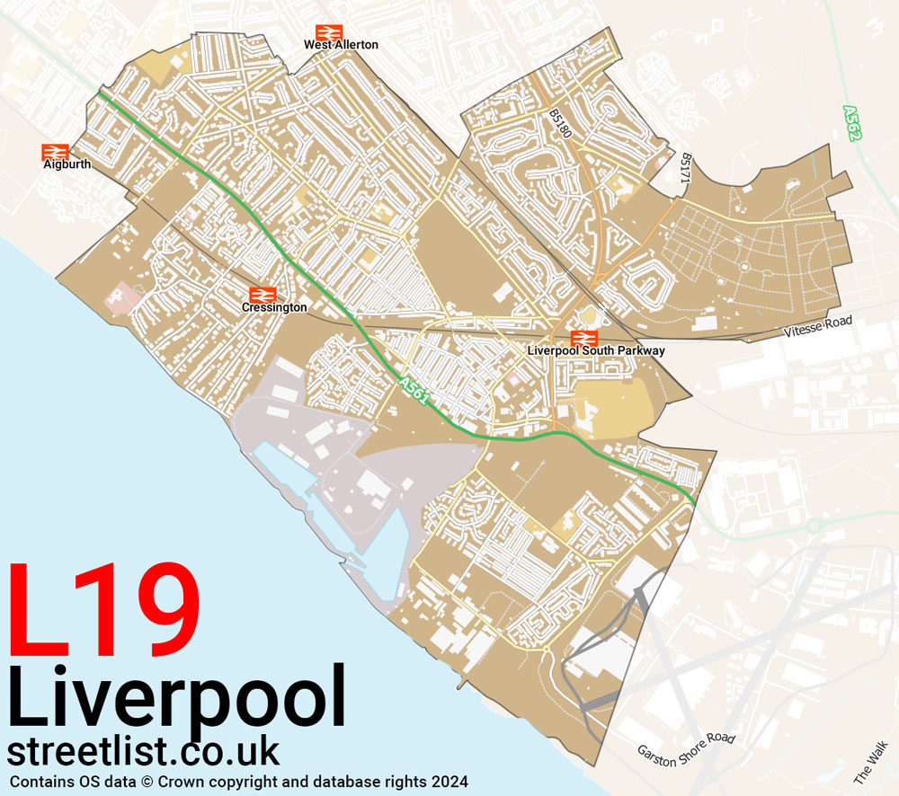 Map of the L19 postcode