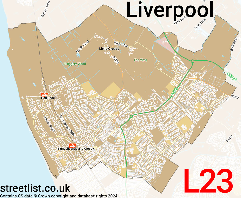 Map of the L23 postcode