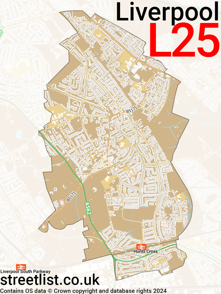 Map of the L25 postcode