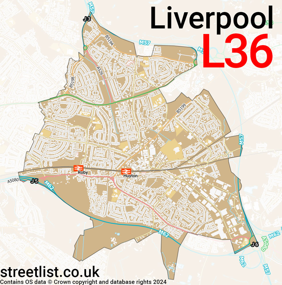 Map of the L36 postcode