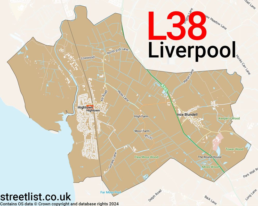 Map of the L38 postcode