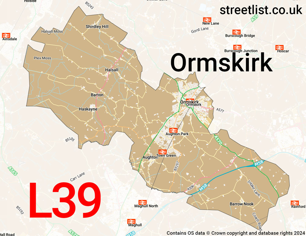 Map of the L39 postcode