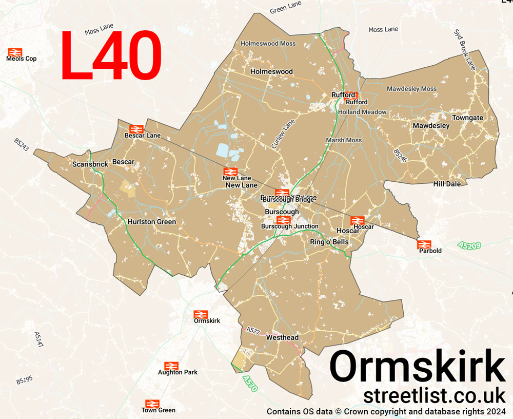 Map of the L40 postcode