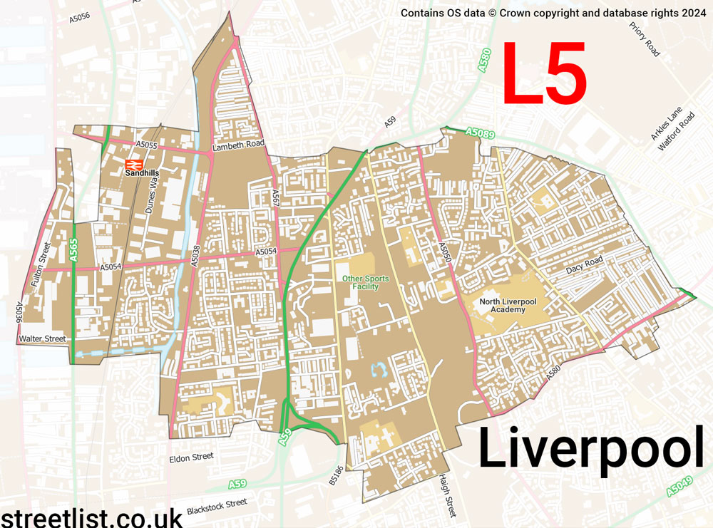 Map of the L5 postcode