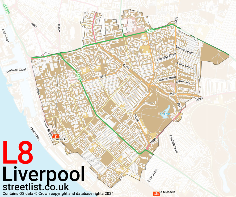 Map of the L8 postcode