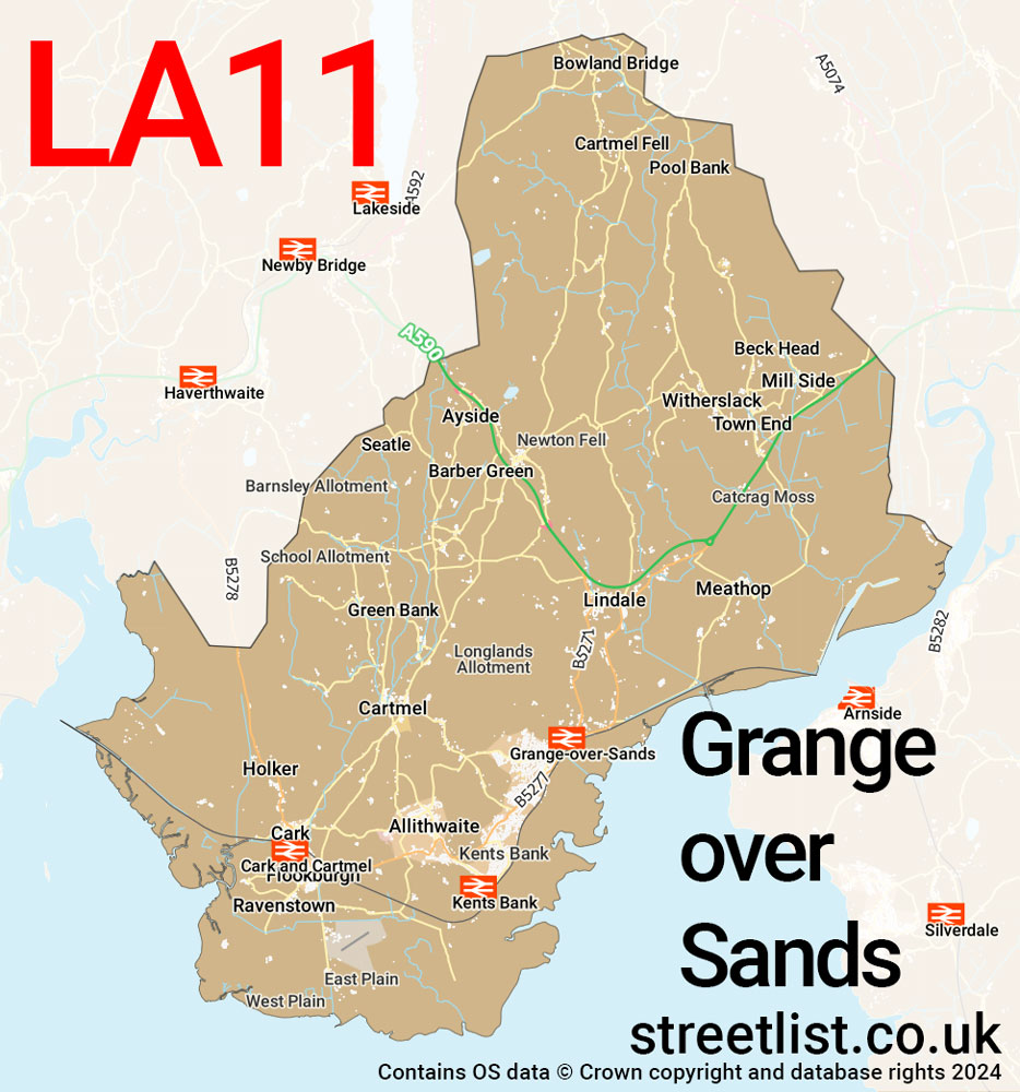 Map of the LA11 postcode