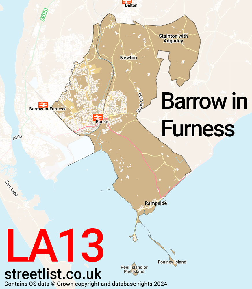 Map of the LA13 postcode