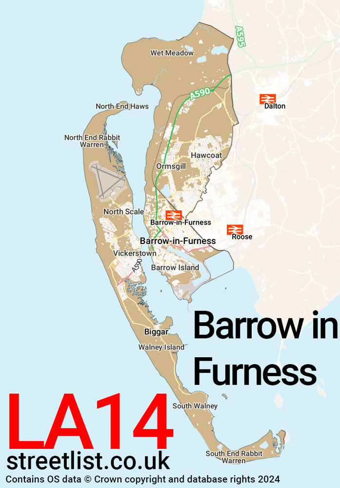 Map of the LA14 postcode