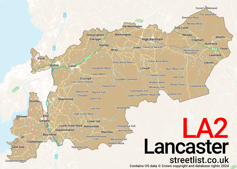 Map of the LA2 postcode