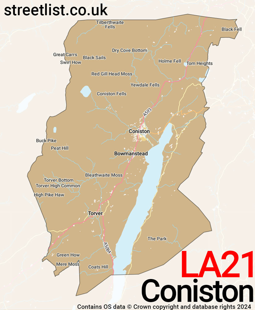 Map of the LA21 postcode