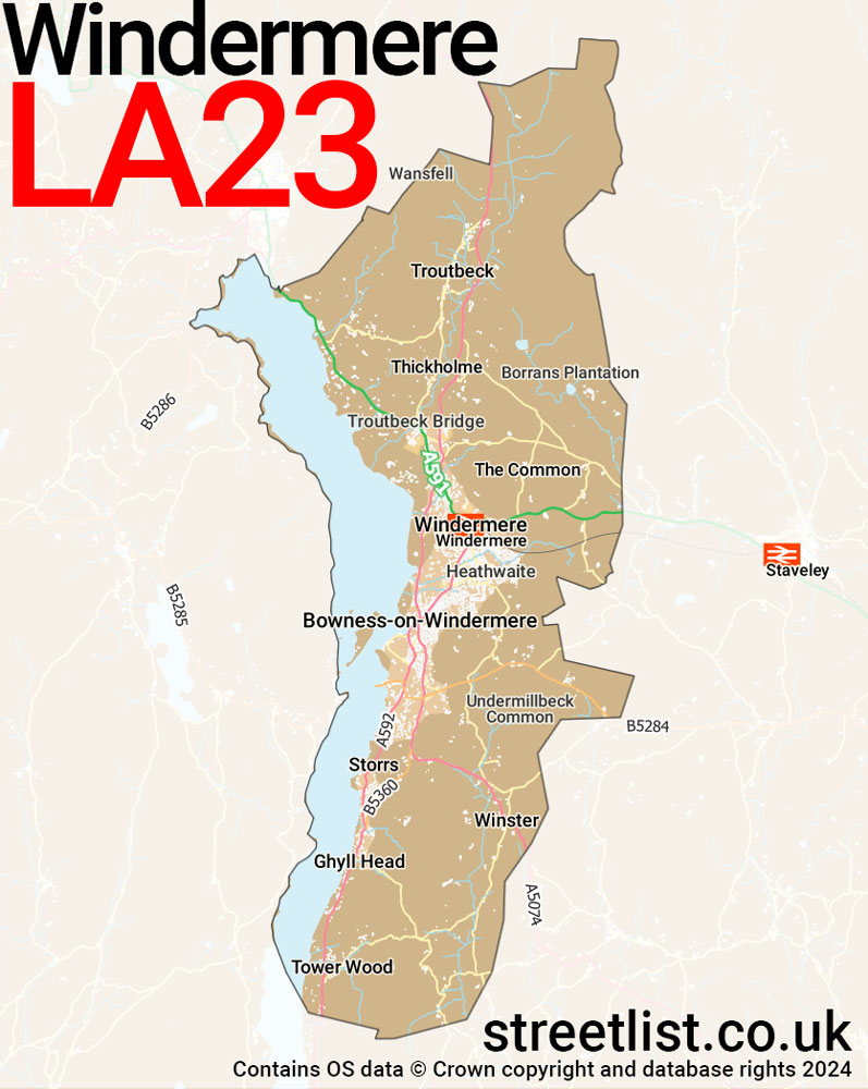 Map of the LA23 postcode