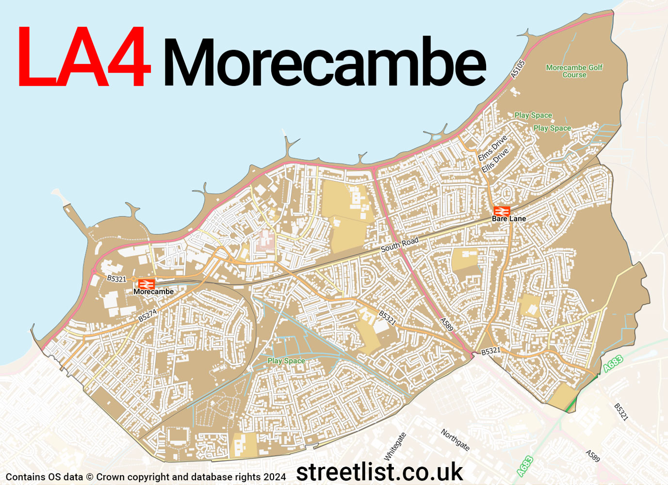 Map of the LA4 postcode