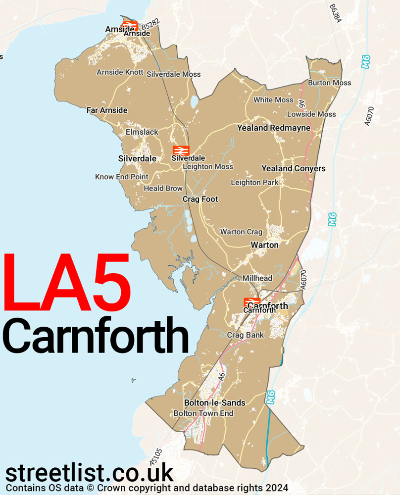 Map of the LA5 postcode