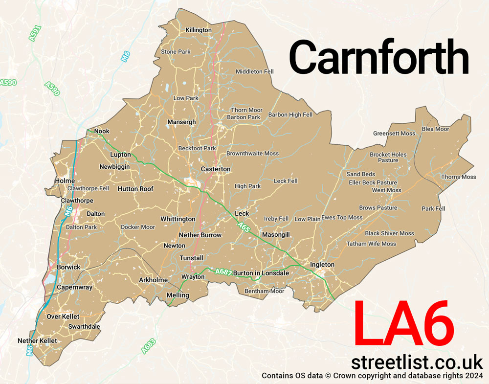 Map of the LA6 postcode