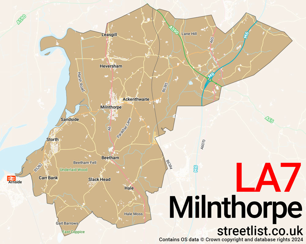 Map of the LA7 postcode