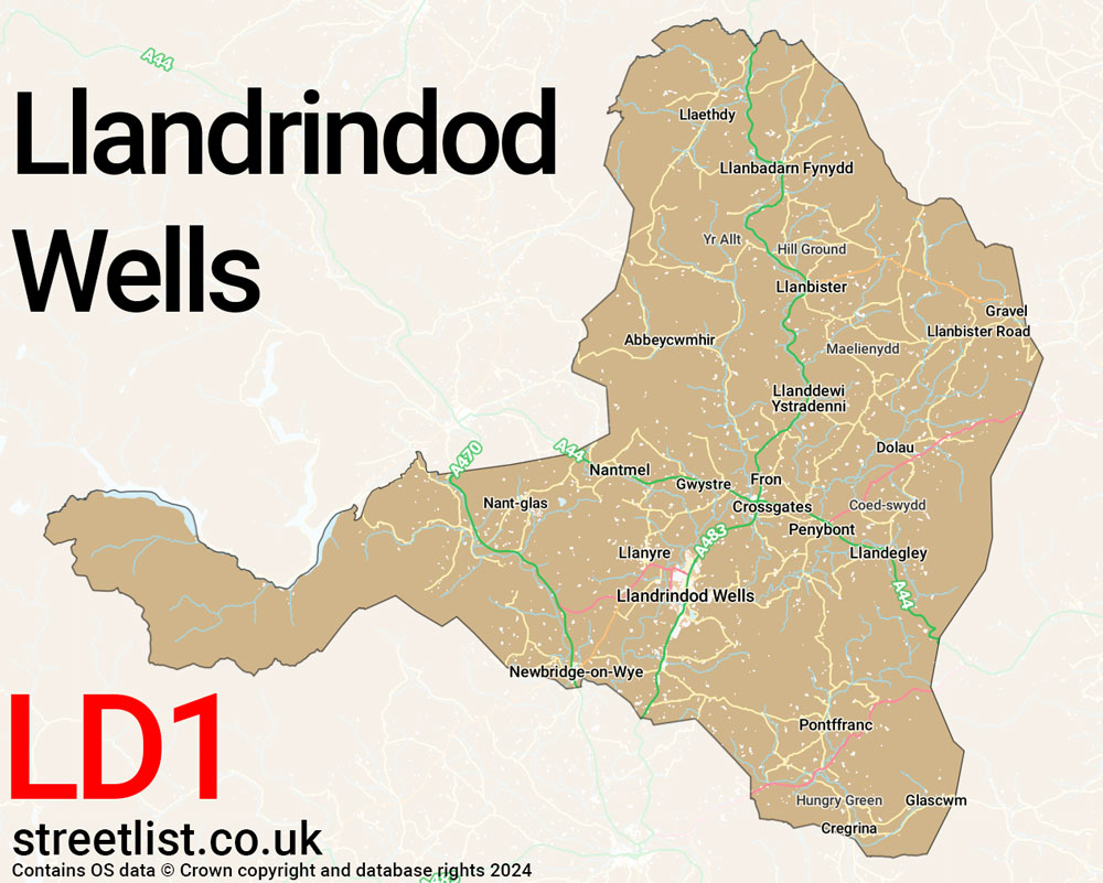 Map of the LD1 postcode