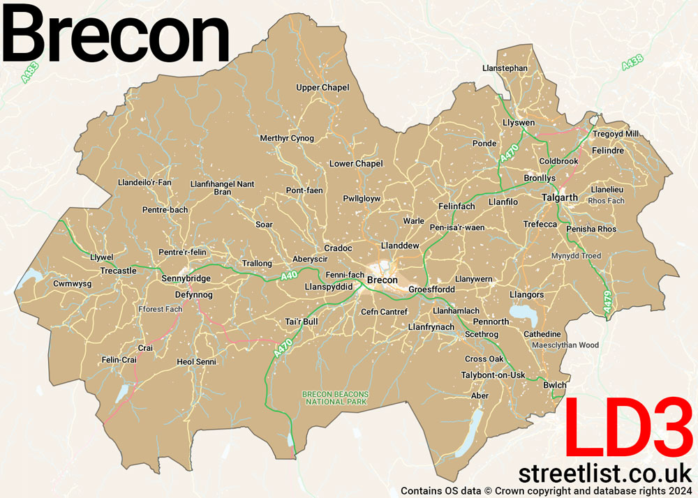 Map of the LD3 postcode