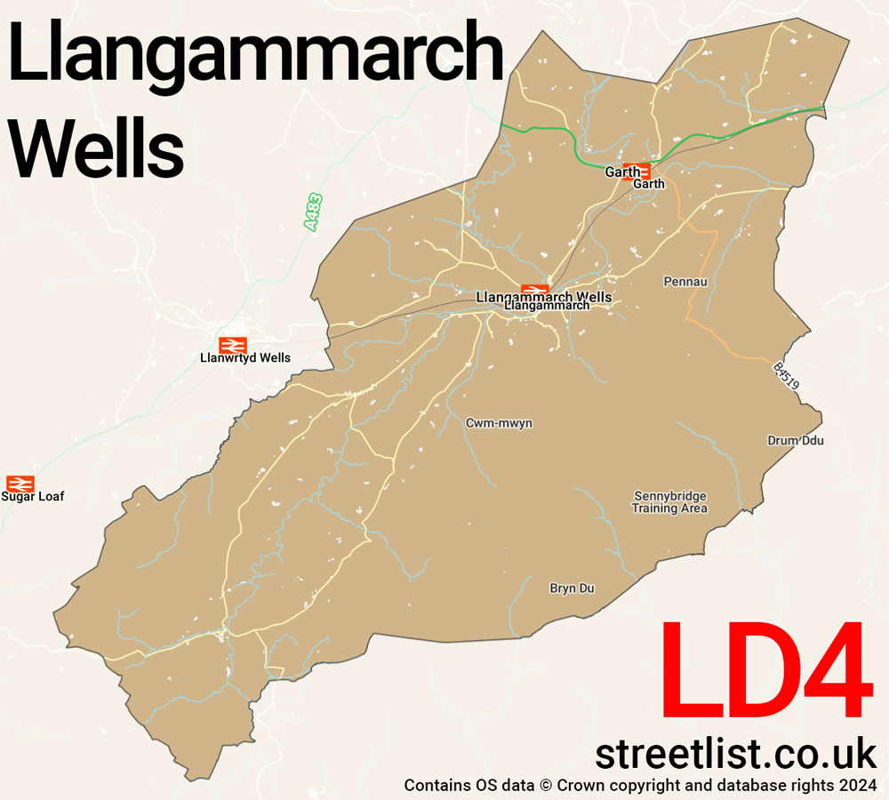 Map of the LD4 postcode