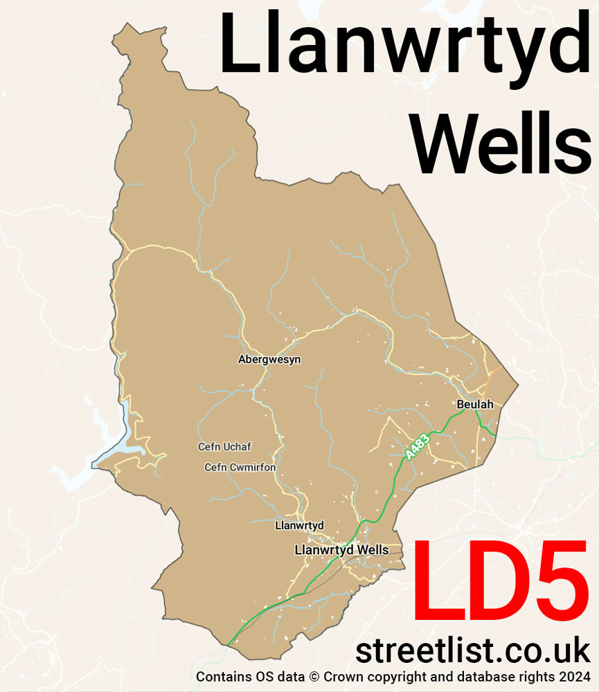 Map of the LD5 postcode