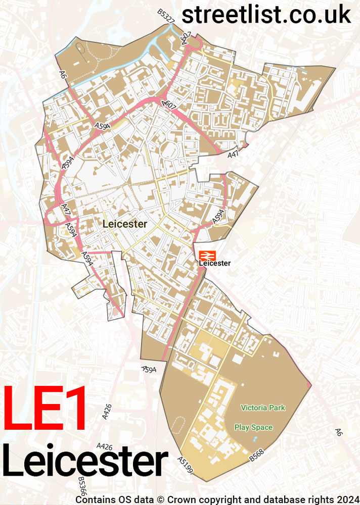 Map of the LE1 postcode