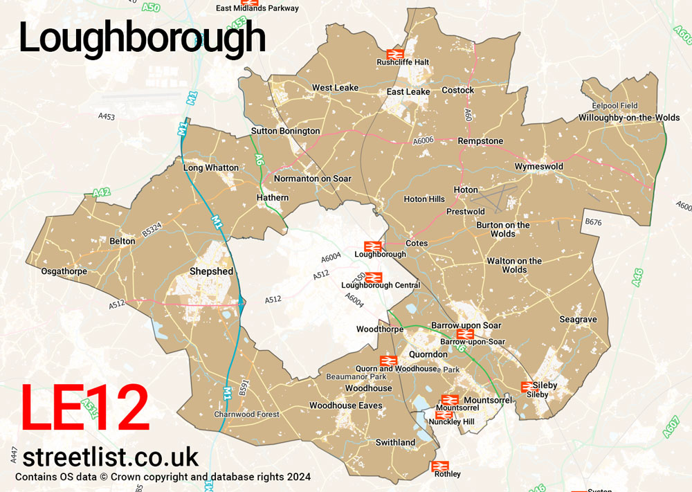 Map of the LE12 postcode